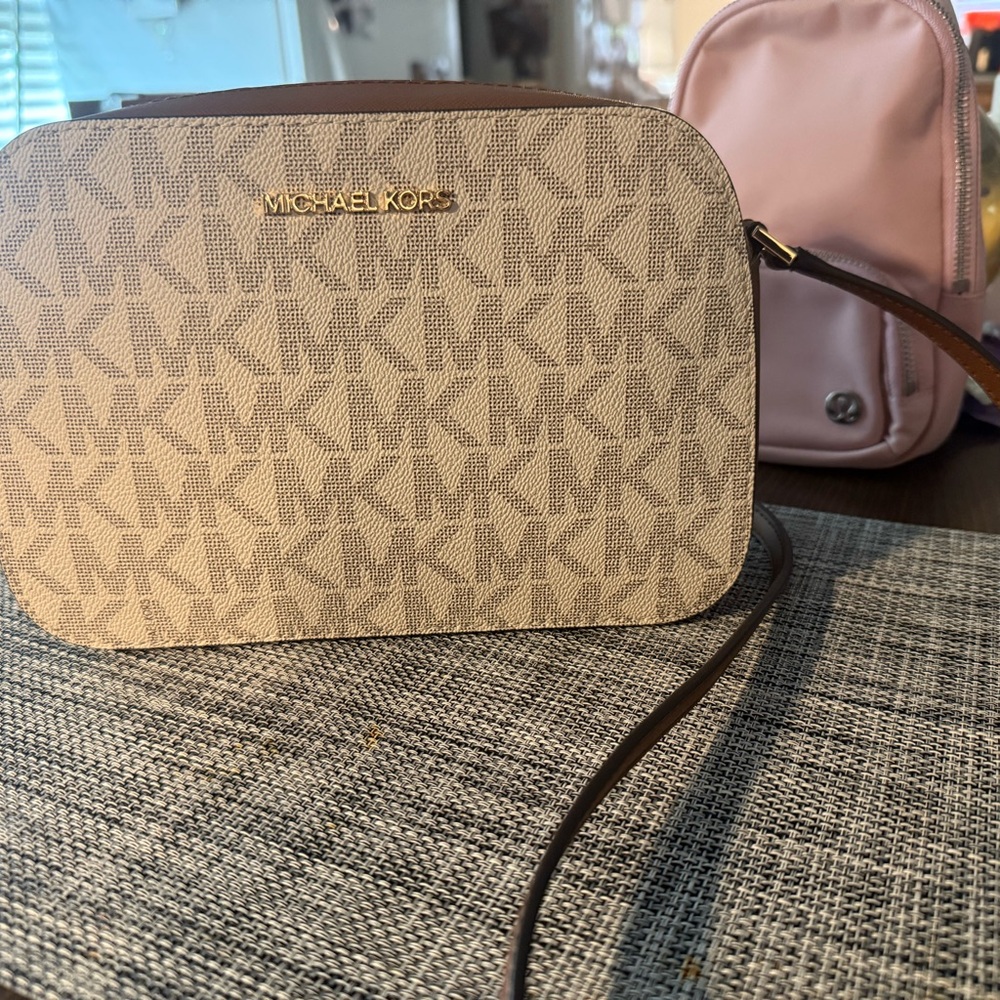Michael Kors Brown and Cream Crossbody Bag